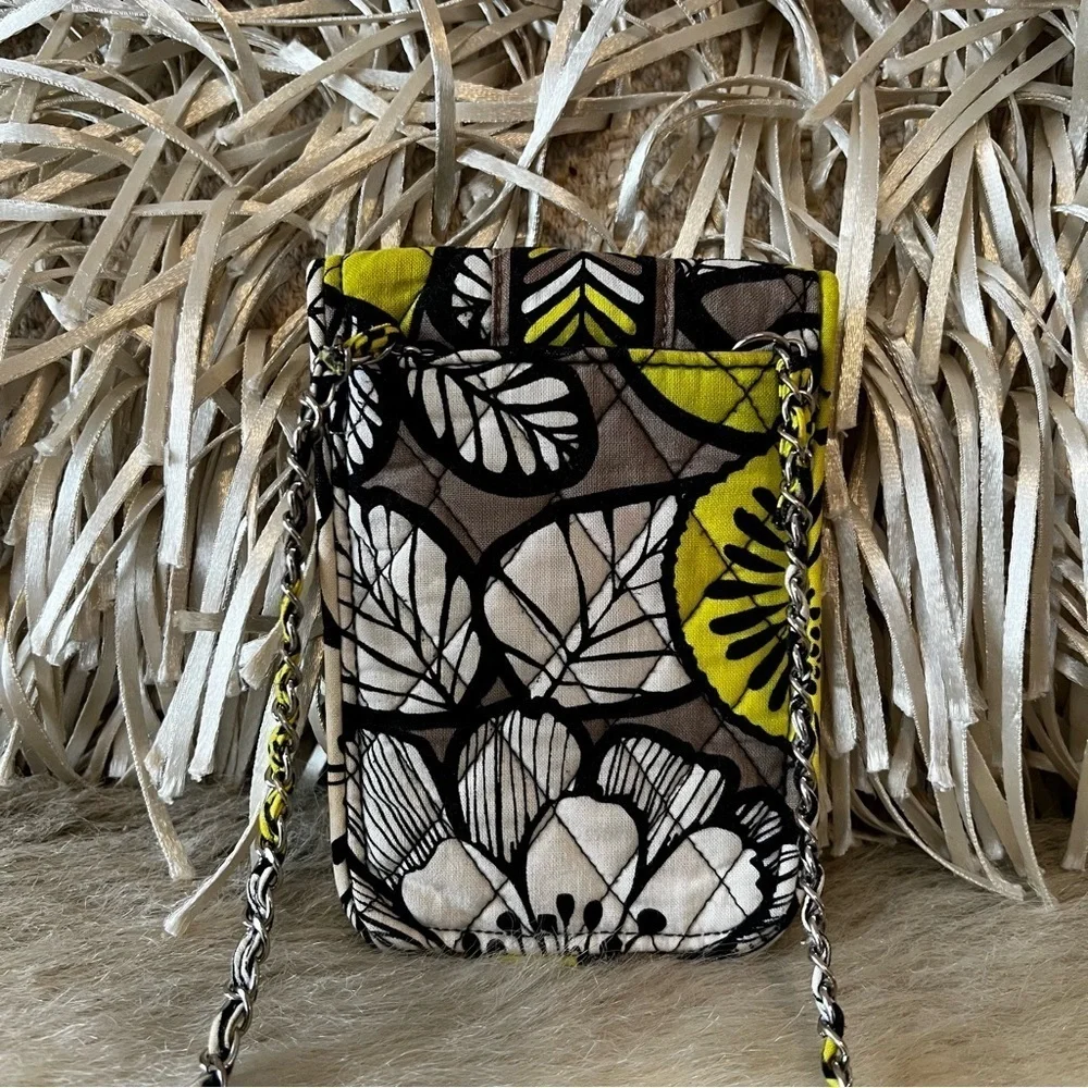 VERA BRADLEY Citron 2014 Mini Cellphone Crossbody Chainlink Yellow Black Floral